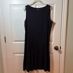 Eileen Fisher Black Midi Dress with Diagonal Linea